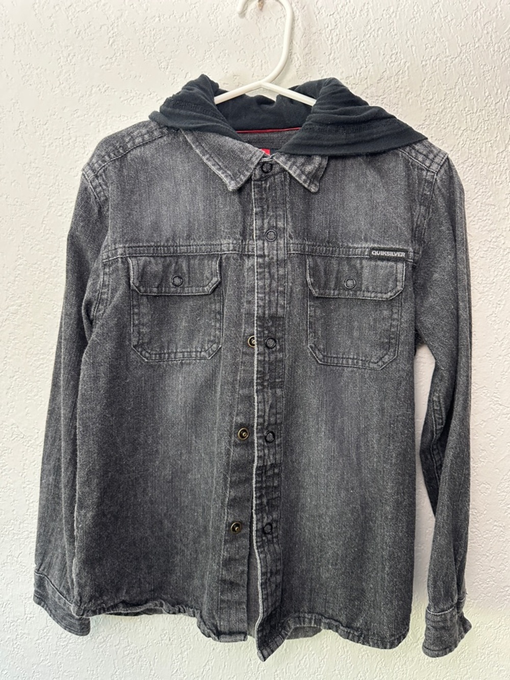 Quiksilver Black/Grey Washed Denim Hooded Shacket